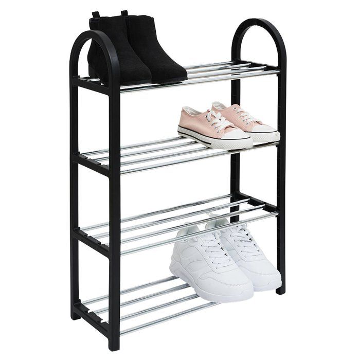 Étagère à chaussures - GENERIC - 4 étagères - Noir - ABS - Roues durables