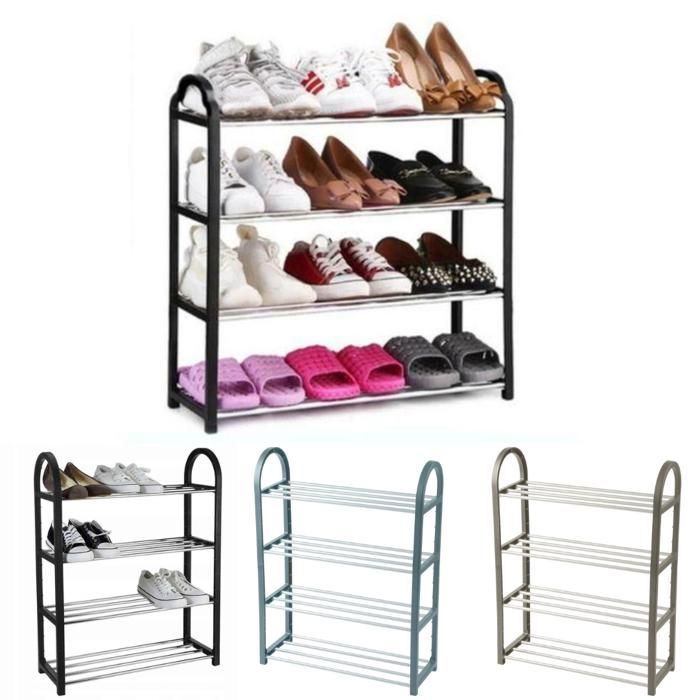Étagère à chaussures en métal à 4 niveaux (Couleur aléatoire)