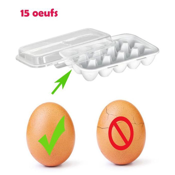 Support d'oeufs - GENERIC - Plateau à œufs - 15 œufs - Transparent - Empilable