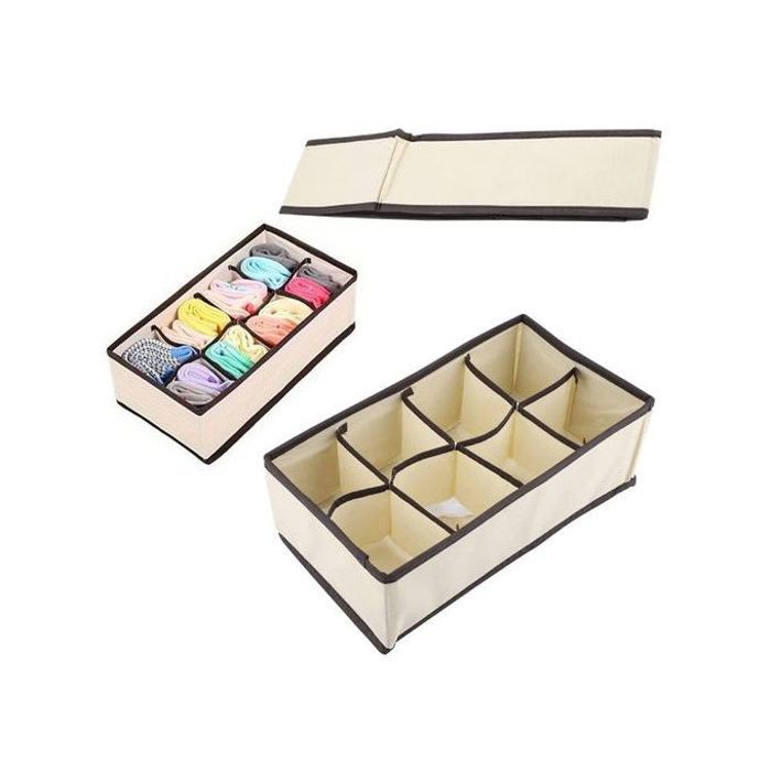 Boîte de rangement - GENERIC - 31x15x10cm - Tissu non tissé - Pliable - Beige