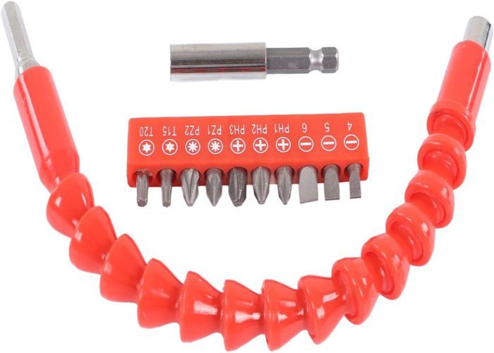Kit d'axe flexible avec embouts de tournevis 10 pièces et tige d'extension