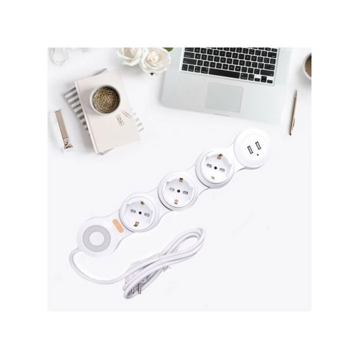 Multiprise flexible 3 prises + 2 usb charge rapide