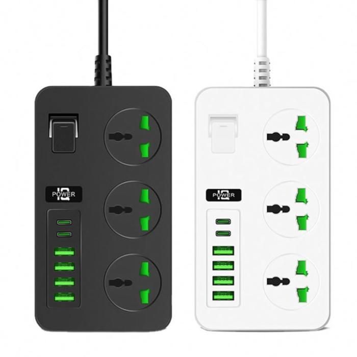 Damane gold rallonge, multiprise 3 prises + 4 ports usb + 2 pd chargeur rapide (Couleur aléatoire)