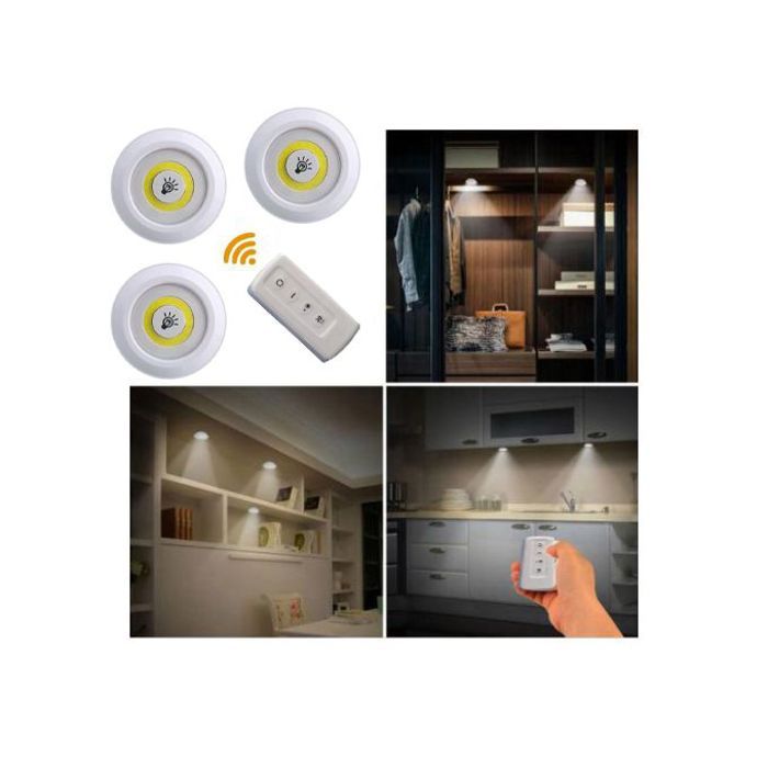 Éclairage led sous-meuble à piles , lumineuses cob sans fil avec télécommande, pour salle de bain, garde-robe, placard