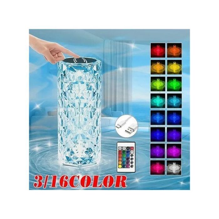 Lampe de décoration en cristal diamant changement de couleur led avec télécommande