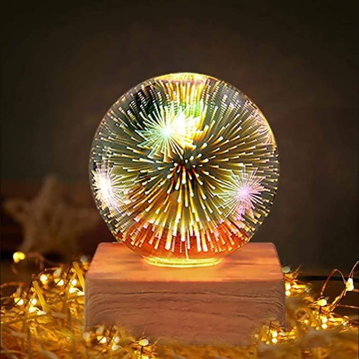 Lampe de nuit boule en verre led usb romantique