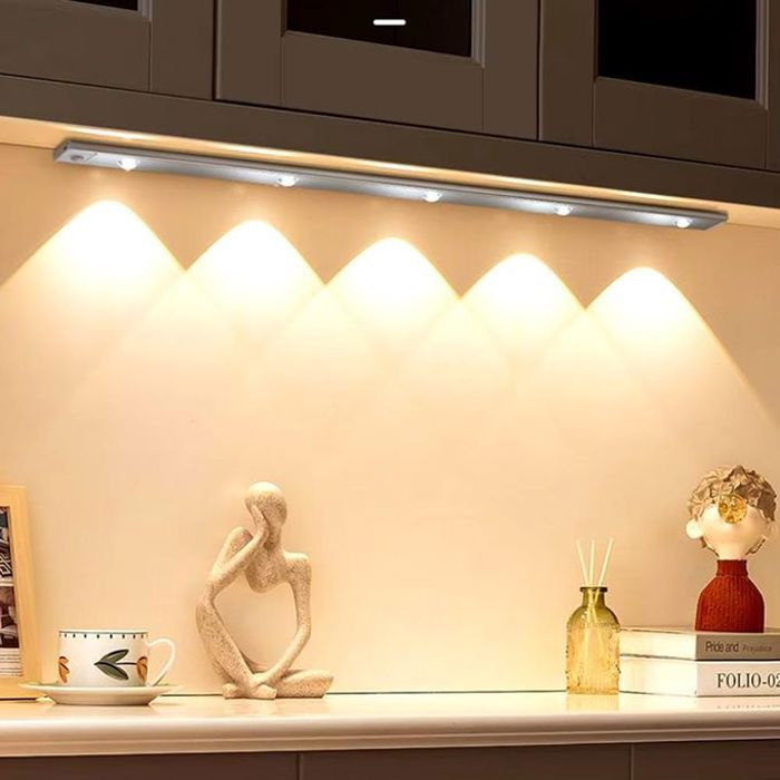 60 cm barre lumineuse led avec capteur de mouvement lampe d'armoire, couloir, chambre à coucher, cuisine