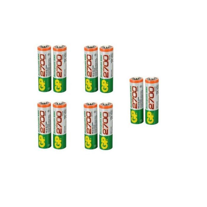 Lot de 10 batteries aa gp 2700mah 1.2v