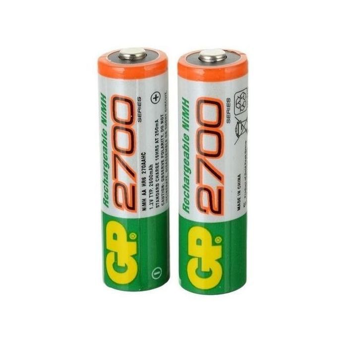 2 pcslote aa gp originale batterie rechargeable 2700 mah gp 2700 gp batteries piles 1.2v