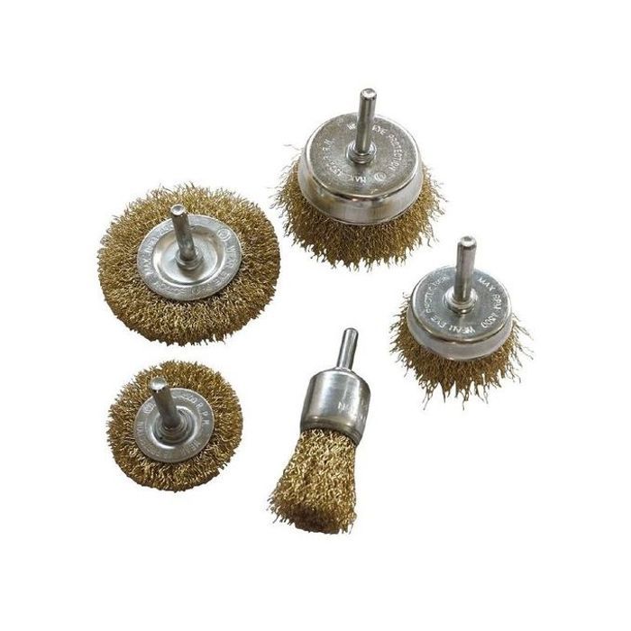 Bon article jeu de 5 brosses métalliques circulaire avec arbre