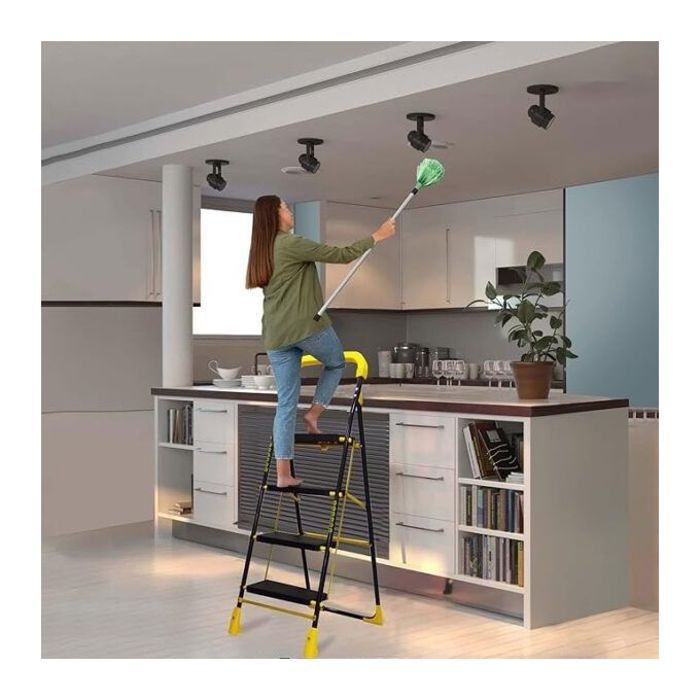 Échelle légère en métal à 3 marches pliable et idéale pour usage domestique