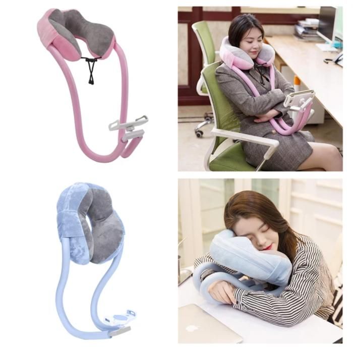 Oreiller cervical u avec support téléphone(Couleur aléatoire)