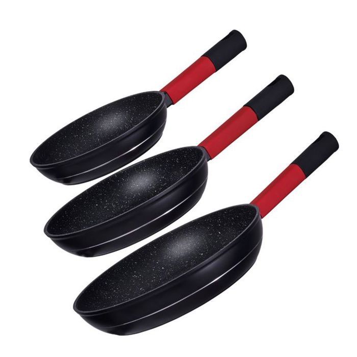 Trio de poêles en granit antiadhésives haut de gamme