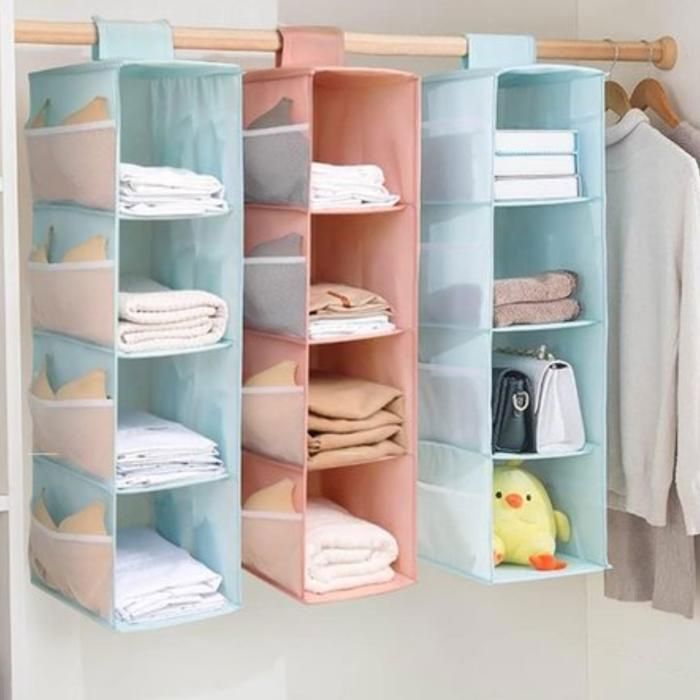 Armoire en tissu polyester pliable à 4 mailles, organisateur intérieur (Couleur aléatoire)
