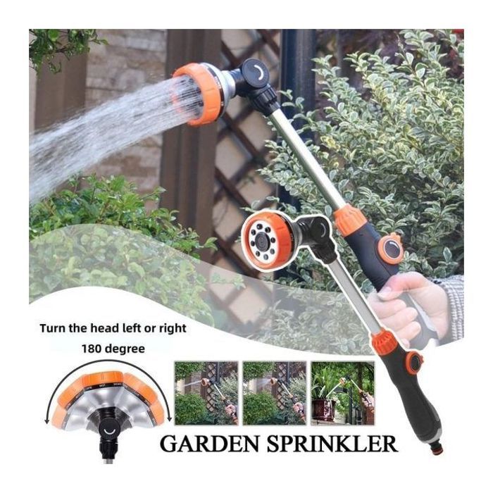 Baguette d'arrosage réglable avec poignée antidérapante et 8 modes d'arrosage