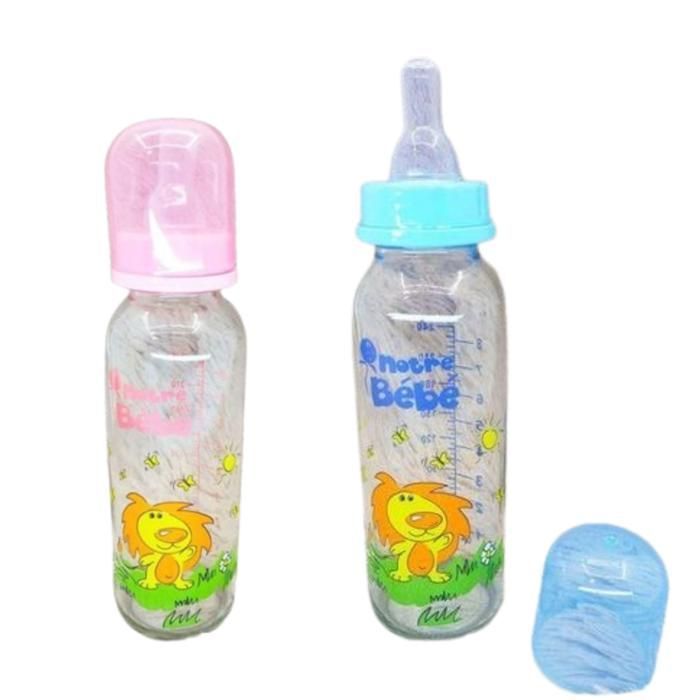 Biberon en verre de qualité pharmaceutique, tétine naturelle en silicone 240ml (Couleur aléatoire)