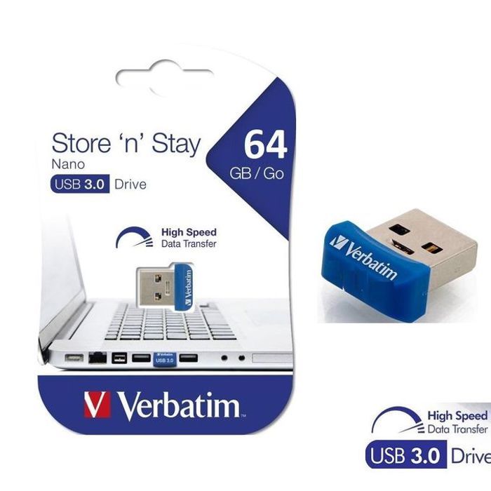 Verbatim Cle NANO USB 3.2 Store 'n' Stay 64 Go Store 'n' Stay Nano, USB 3.2, 64GB