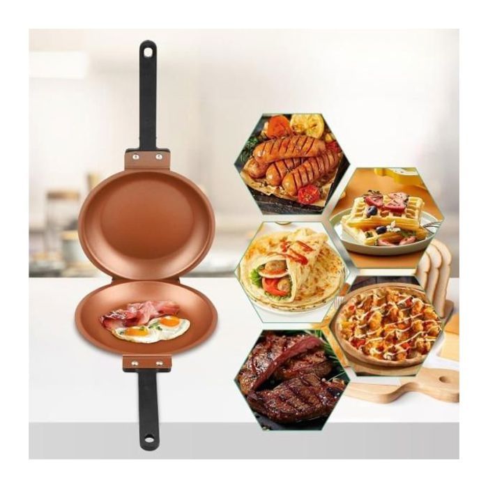 Poêle à crêpes double face antiadhésive pour omelettes et galettes