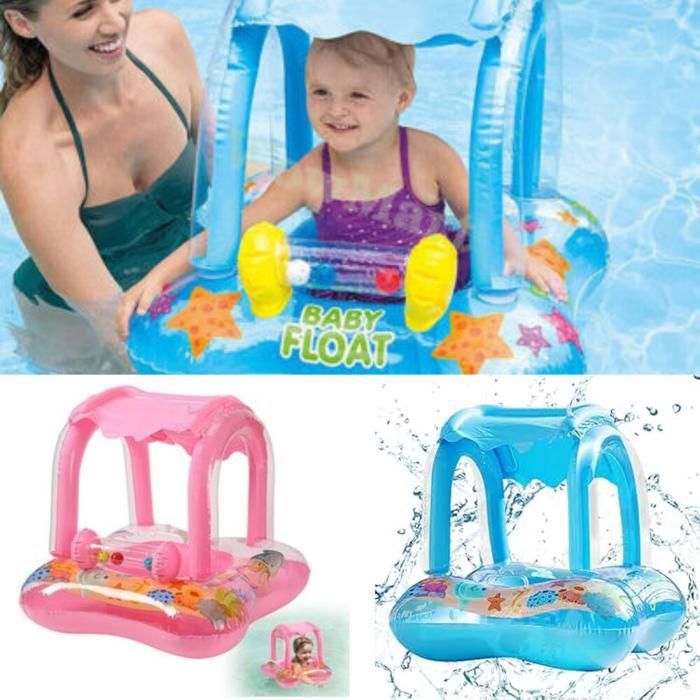 Flotteur gonflable pour bébés avec protection solaire (Couleur aléatoire)