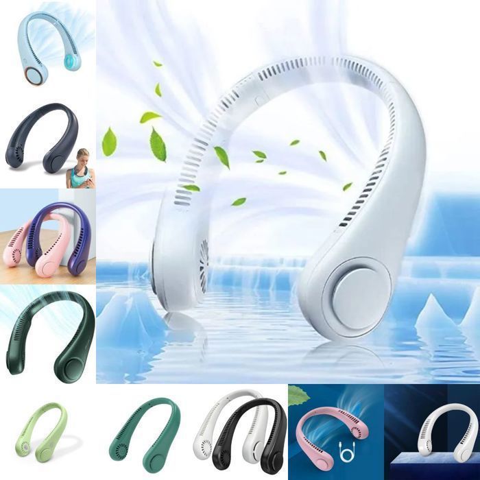 Mini ventilateur sans lame, portable et rechargeable, à porter autour du cou (couleur aléatoire)
