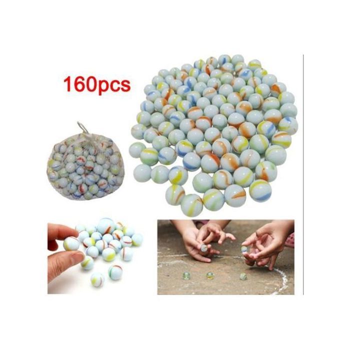 Kit jeu de 160 billes en verre colorées pour enfants