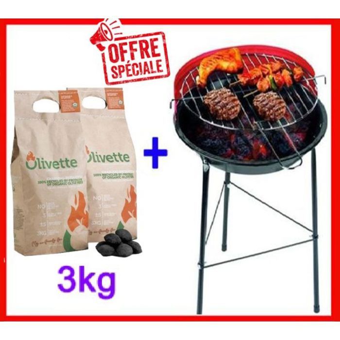 Gril rond avec charbon naturel