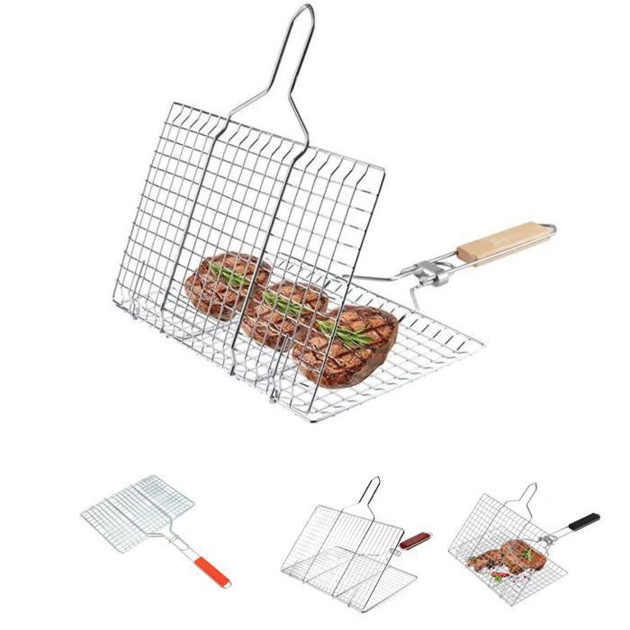 Grille de barbecue en acier inoxydable avec poignée - accessoires pour barbecue