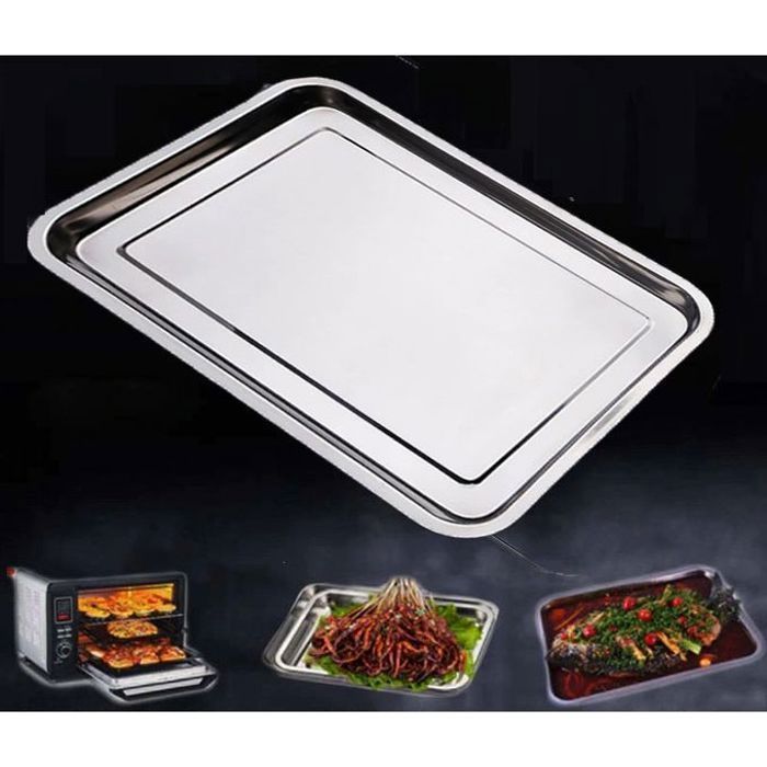 Plateau de rangement - Inox - 45x35x4.8 cm - Design élégant - Multifonction - Léger 0.3 kg