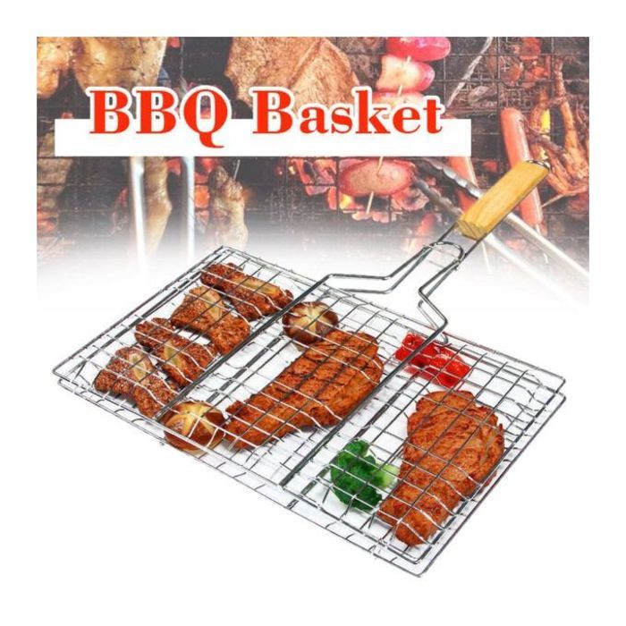 Panier de barbecue d'extérieur portable pour griller poisson, légumes, steak
