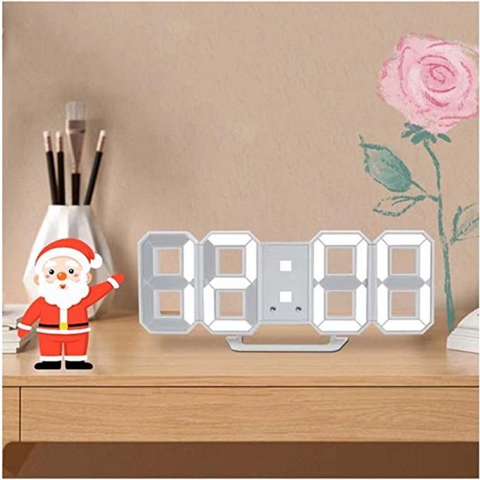Horloge numérique de bureau 3d led avec fonction snooze veilleuse