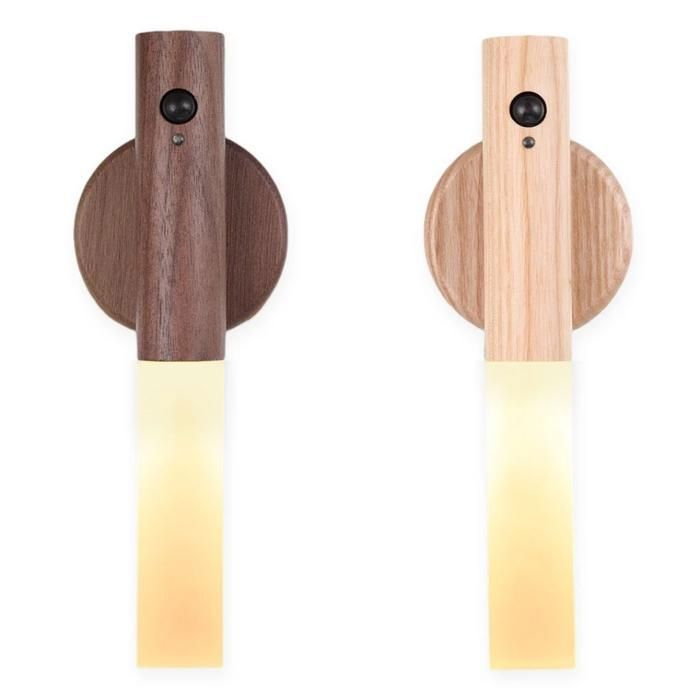 Veilleuse led magnétique en bois avec capteur de mouvement (Couleur aléatoire)