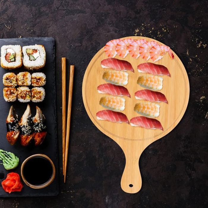 Planche à pizza en bambou polyvalent 38x26 cm