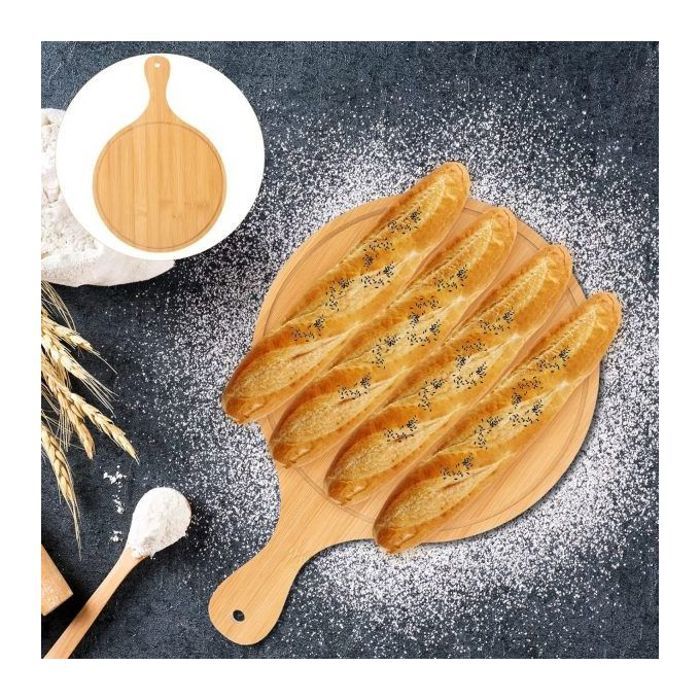 Planche à pizza ronde en bambou 38x26 cm