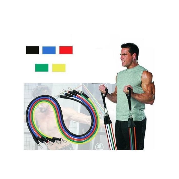Ensemble de 5pcs, bandes d'exercice, tubes de fitness, cordons de résistance, équipement de fitness