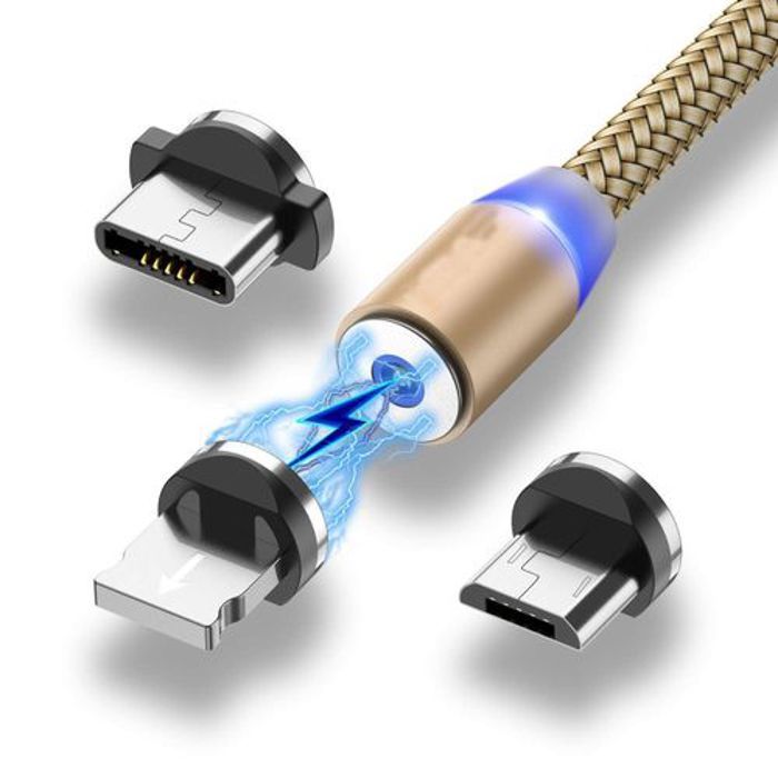 Câble magnétique pour téléphone mobile micro usb / type c / iphone (argenté)