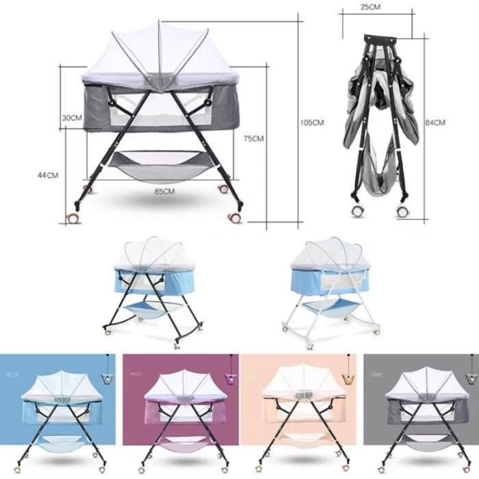 Lit bébé pliable de voyage moustiquaire et rangement
