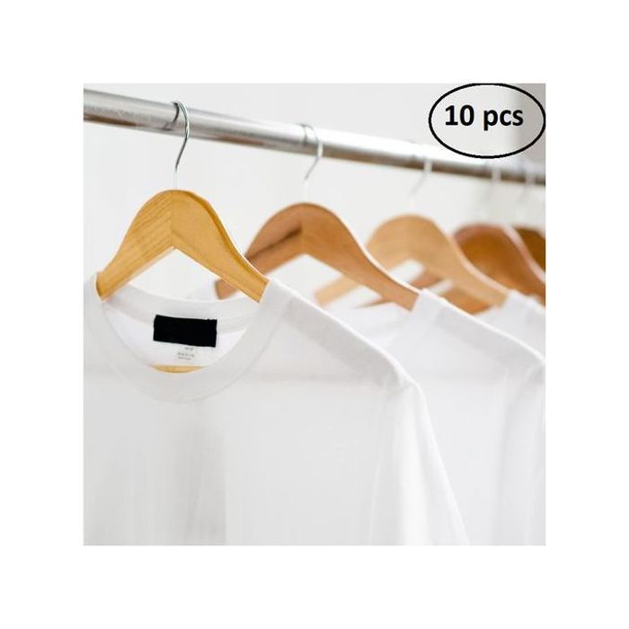 Set de 10 cintres en bois à crochet rotatif 360°