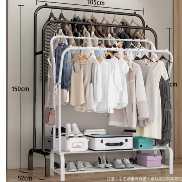 Cintre réglable en métal - GENERIC - Noir - 150x96x42cm - Support pour vêtements longs - Étagère intégrée