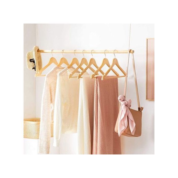 Cintres en bois - GENERIC - Lot de 6 - Vernis naturel - Bois d'érable - Crochet métallique