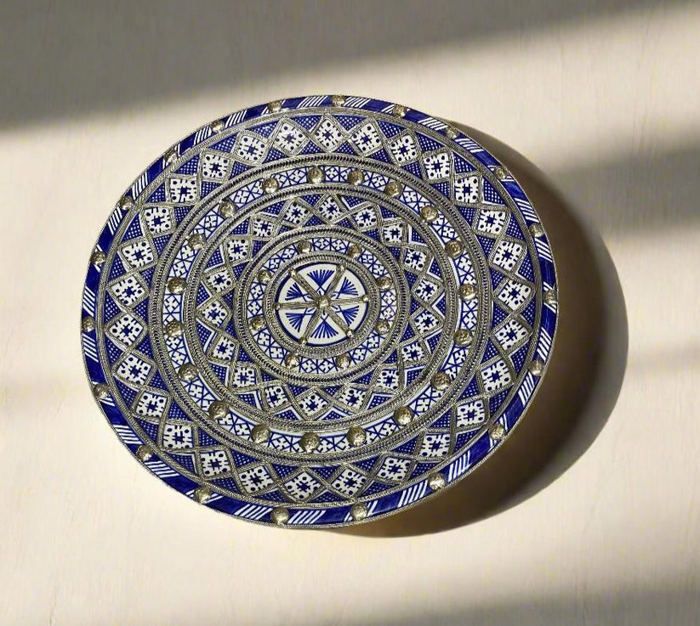 Assiette décorative marocaine authentique Bleu