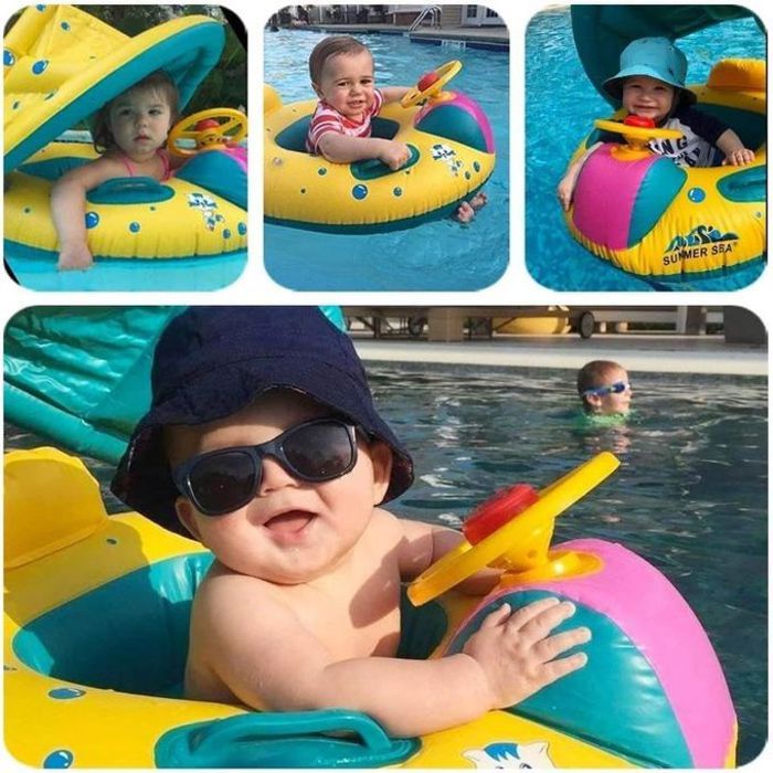 Bouée Gonflable pour Bébé avec Auvent Solaire, pour des moments de baignade sécurisés et amusants