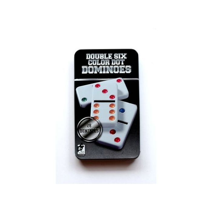 Boîte métallique professionnelle de 28 dominos blanc/noir