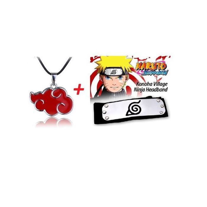Pack naruto - collier akatsuki, bandeau shippuden - anime manga