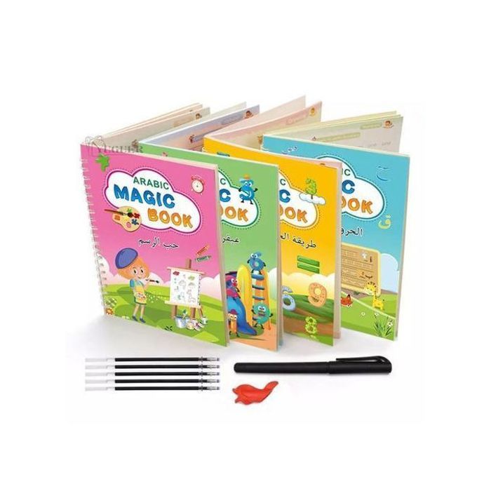 Cahier de calligraphie arabe réutilisable à rainure 3d pour enfants, magic book anglais
