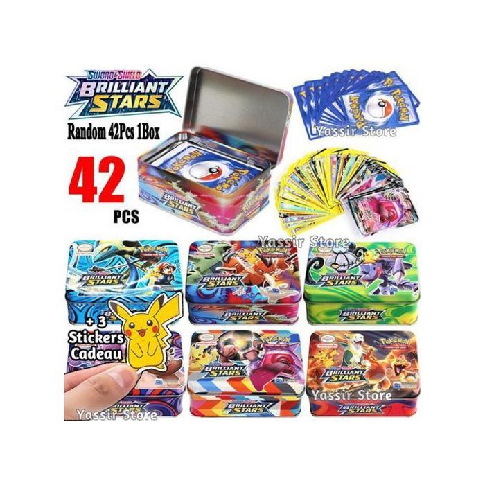 Boite métale cartes pokemon - brillant stars 42 cartes