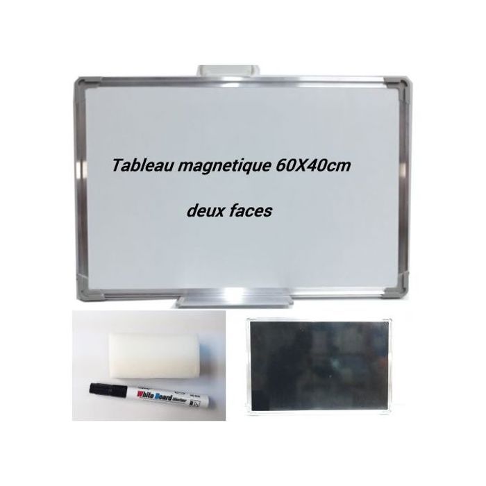 Tableau magnétique double faces 60 cm x 40 cm (feutre et craie)