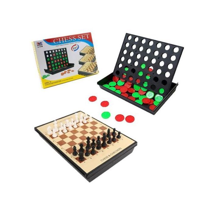 Jeux de dam & connect4 chess set 4 in 1