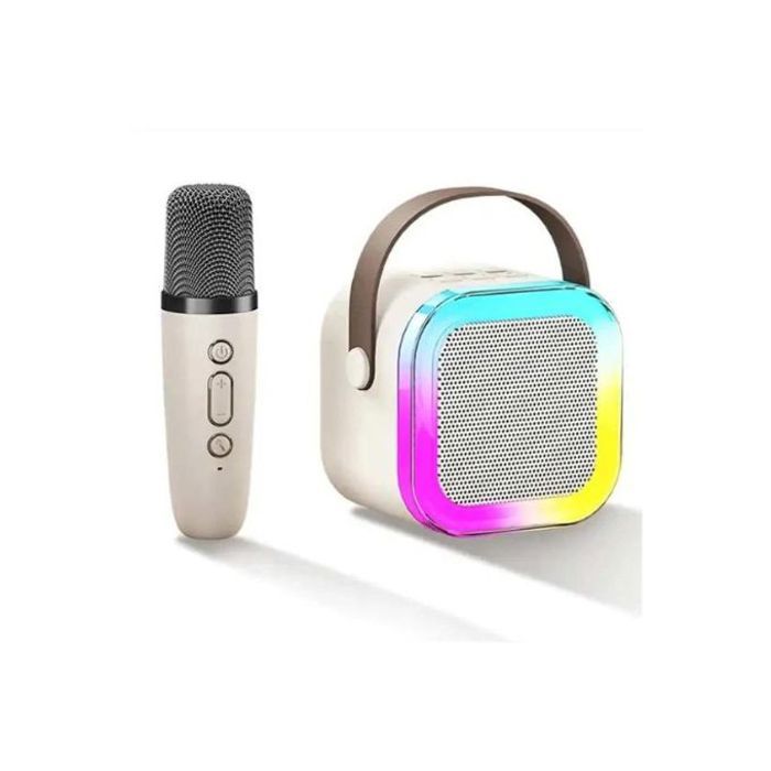 Mini haut-parleur Bluetooth - Non spécifié - Beige - Micro sans fil - LED - Karaoke