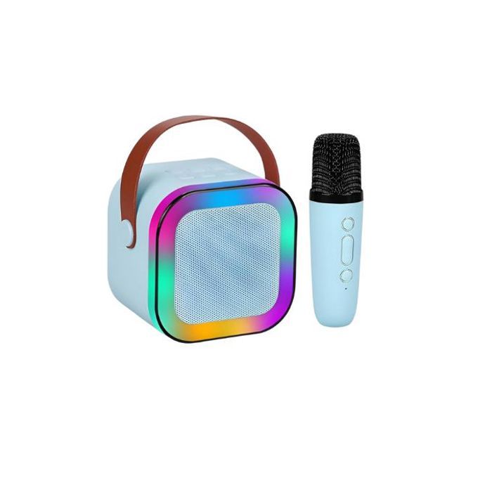 Mini haut-parleur Bluetooth avec microphones sans fil,Avec technologie de conversion vocale,Pour les enfants (Bleu)