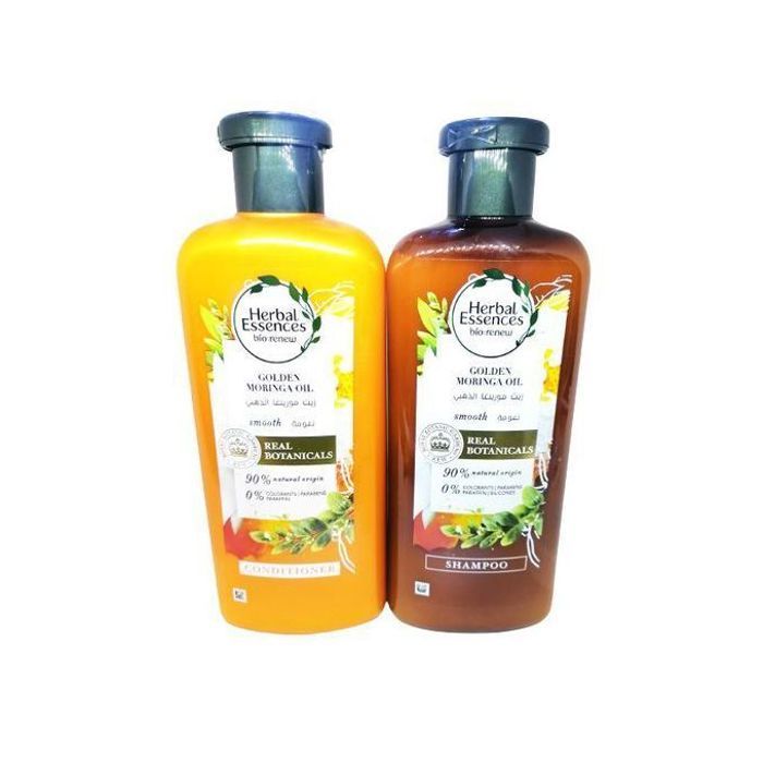 Pack Herbal Essences : Shampoing + Après Shampooing Pure Huile de Moringa Dorée 400 ml